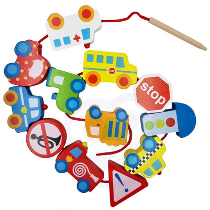 Car Shaped Wooden Threading Blocks 