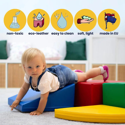 Soft Play 5 Foam Block Set - Pastel Pink Corner Climber