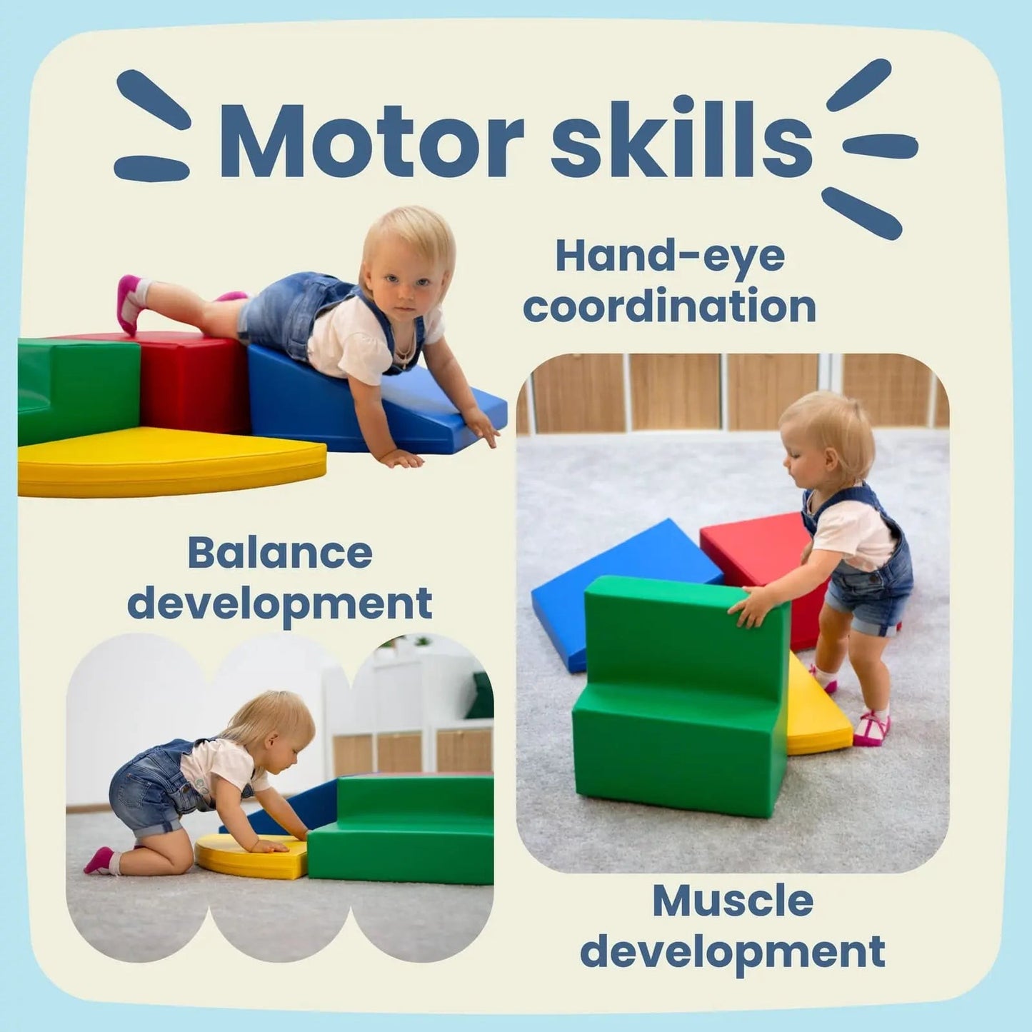 Soft Play 5 Foam Block Set - Pastel Turquoise Corner Climber