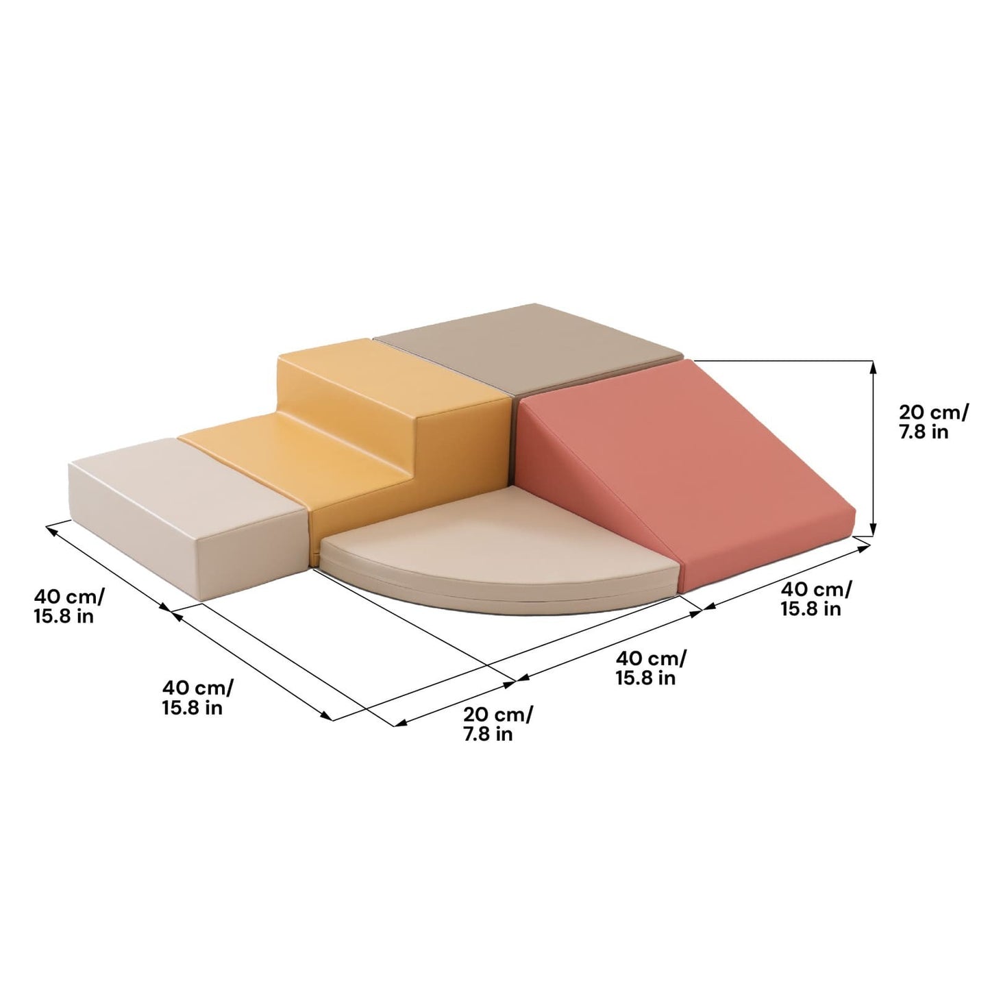 Soft Play 5 Foam Block Set - Pastel Pink Corner Climber
