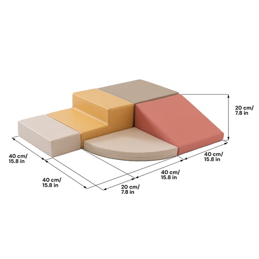 Soft Play 5 Foam Block Set - Pastel Pink Corner Climber