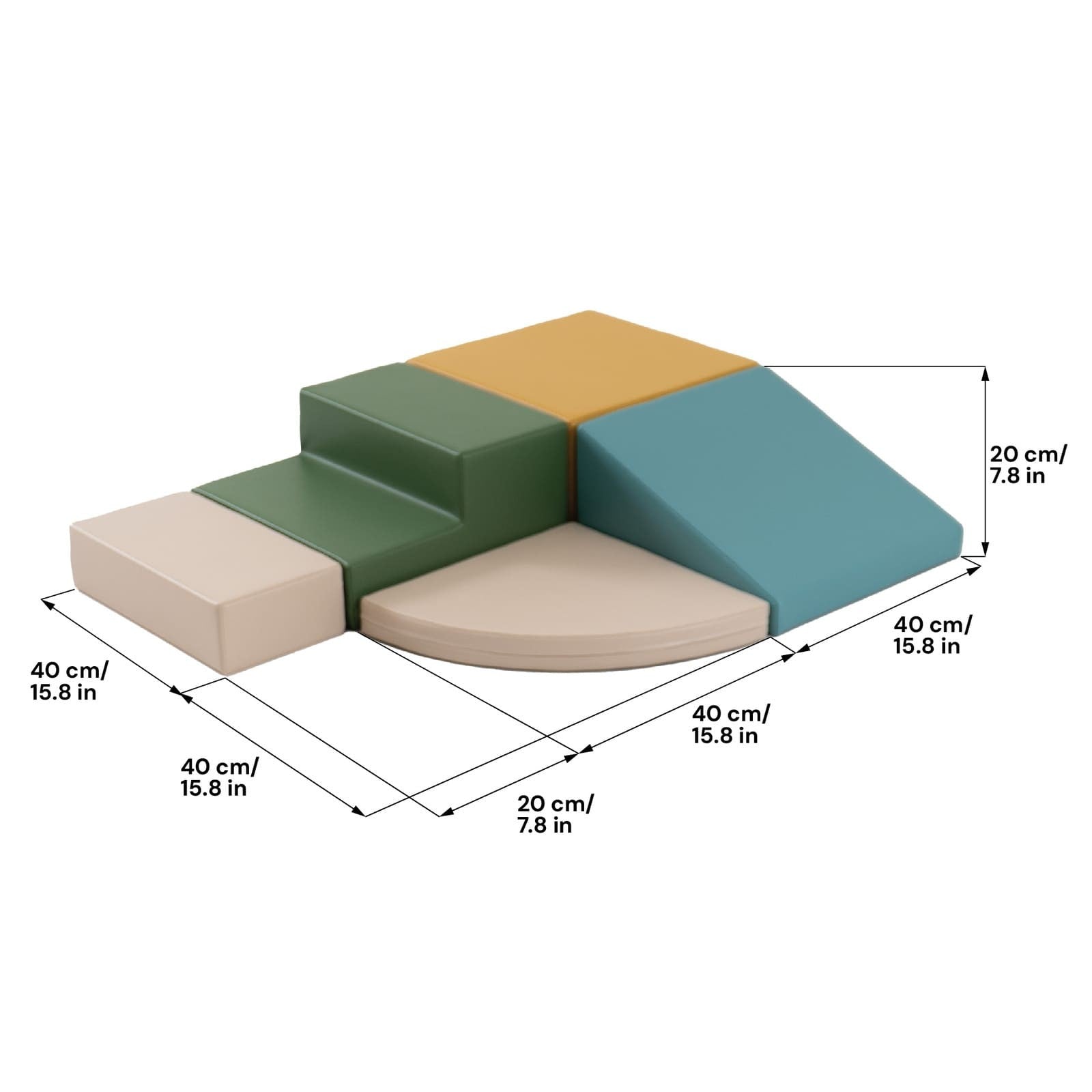 Soft Play 5 Foam Block Set - Pastel Turquoise Corner Climber
