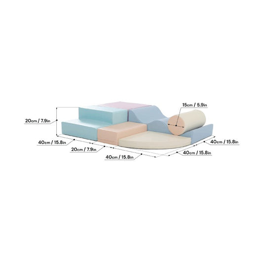 Soft Play 6 Foam Block Set - Light Pastel Explorer
