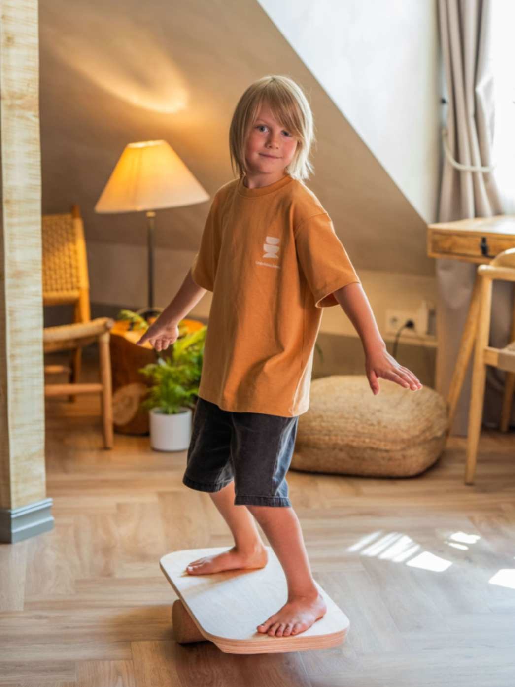 Rectangular Balance Board With Exercise Roll - Side Logo