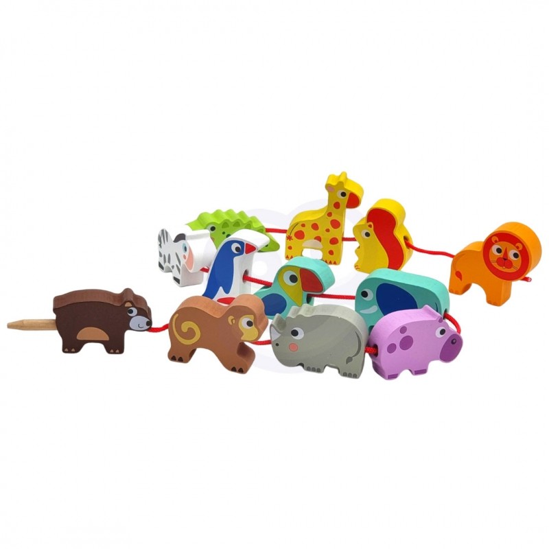 Safari Animal Shaped Wooden Threading Blocks