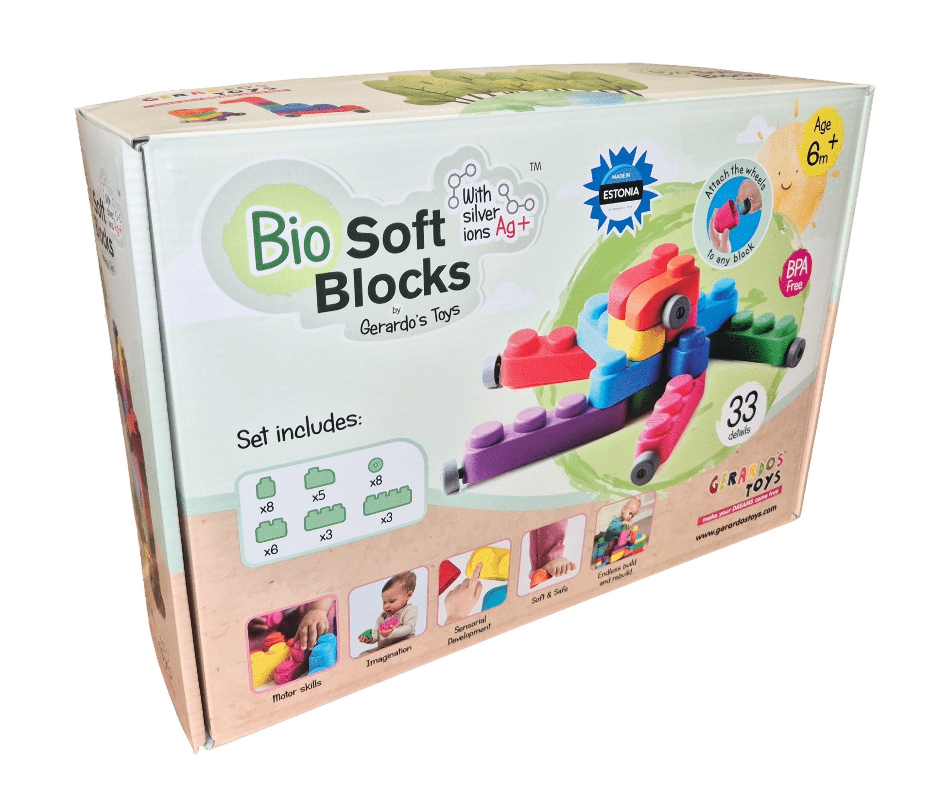 Soft Blocks Set With Wheels -33 pcs